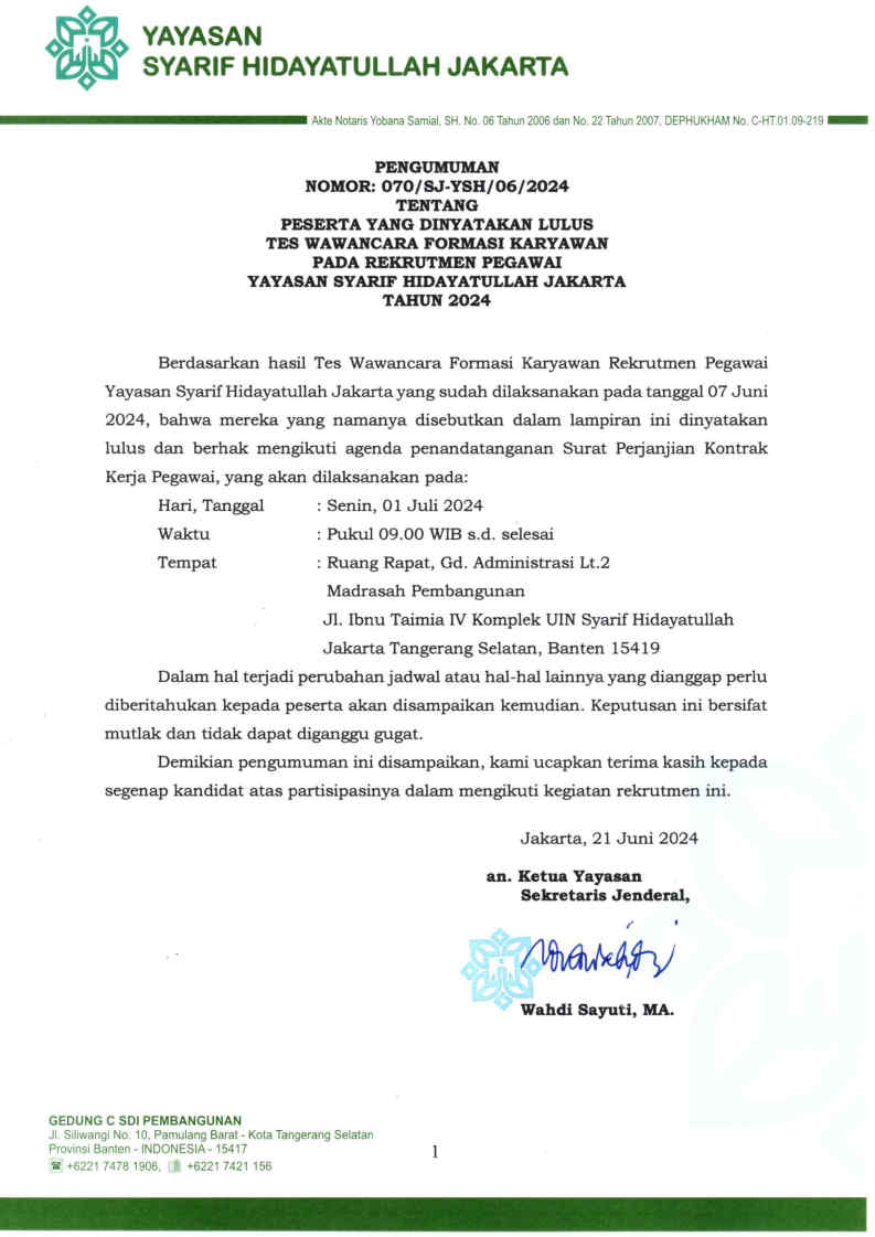 Madrasah Pembangunan UIN Jakarta